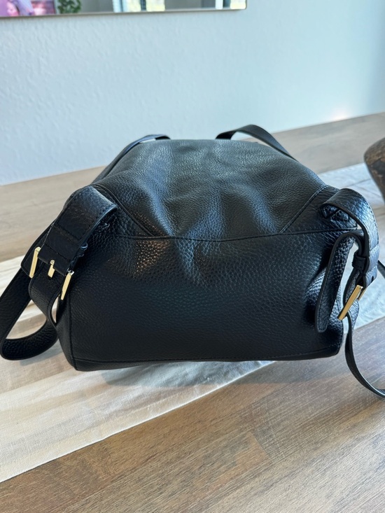 Tory Burch Black Pebbled Leather Backpack with Gold Logo main image 16